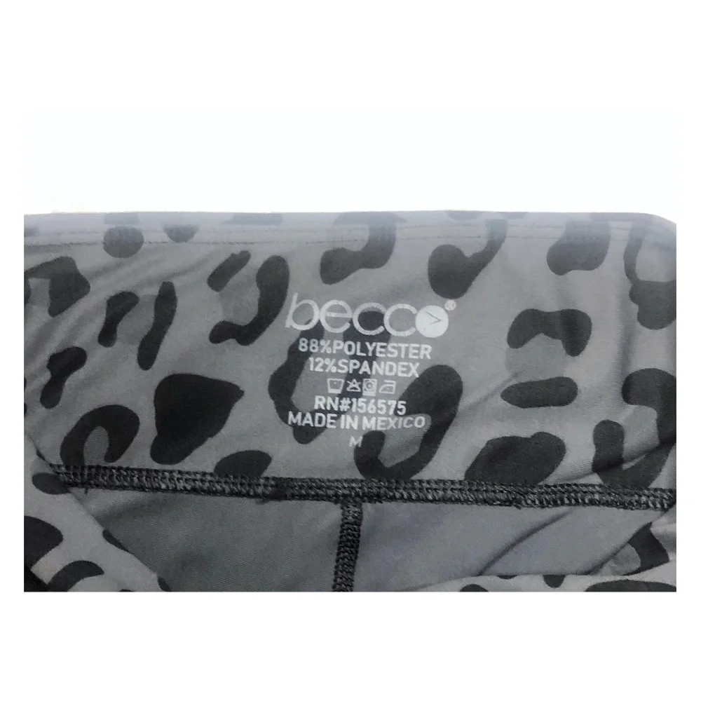 Becco Grey & Black Animal Print Leopard Leggings - Picture 4 of 5